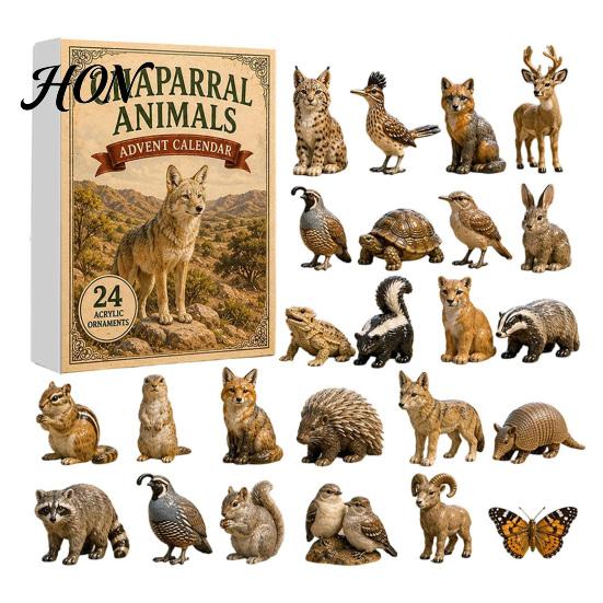 Christmas Wall Decor Animals Advent Calendar 2026, 24-Day Countdown with 24 Pcs 2D Daily Gift Box Acrylic Wild Animal Pendants, Holiday for