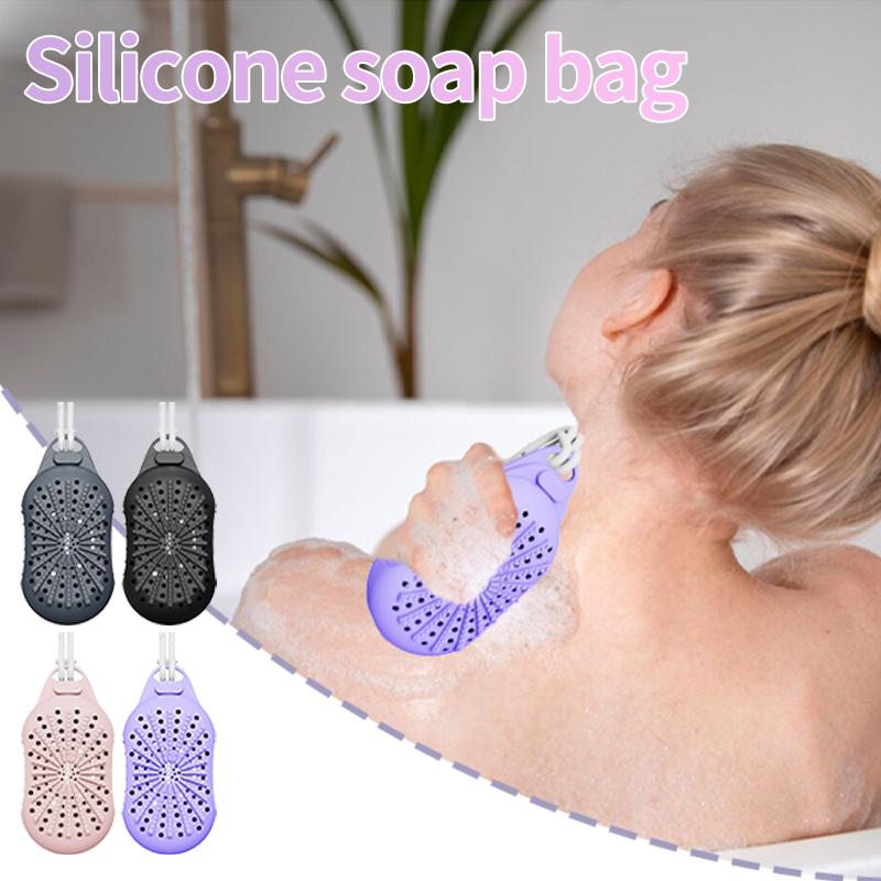 Силиконовые мешочки для мыла, мешочки для хранения с веревкой для отшелушивания, мочалка для душа, массаж для ванны, двусторонний текстурный дизайн, мытье в ванной