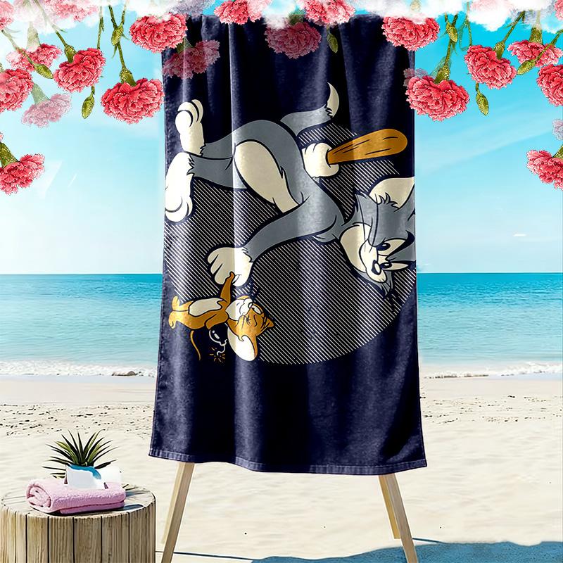 Tom and Jerry2 Print Beach Towel, Large Soft Quick Dry Towel for Beach Camping Swimming