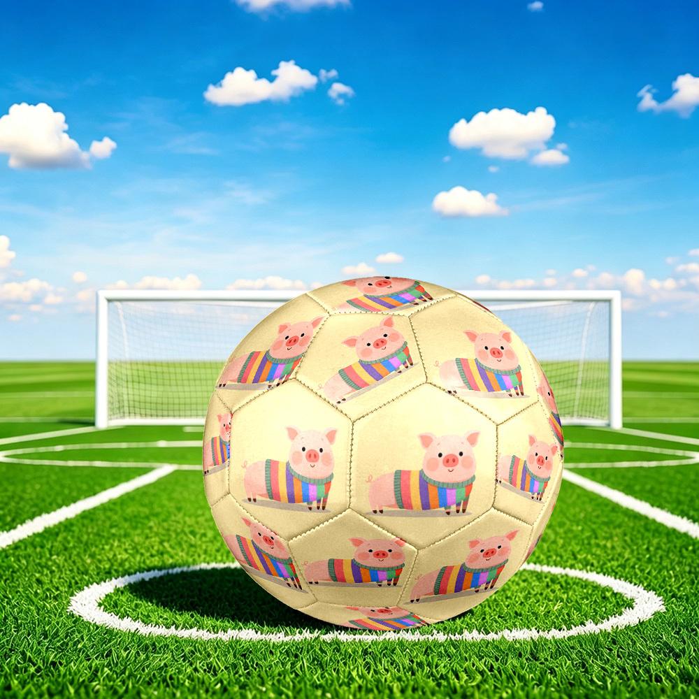 1pc Pig Sweater Theme Size 5 Soccer Ball Football, Lightweight PVC, Outdoor Training Soccer Ball,Gift J6141