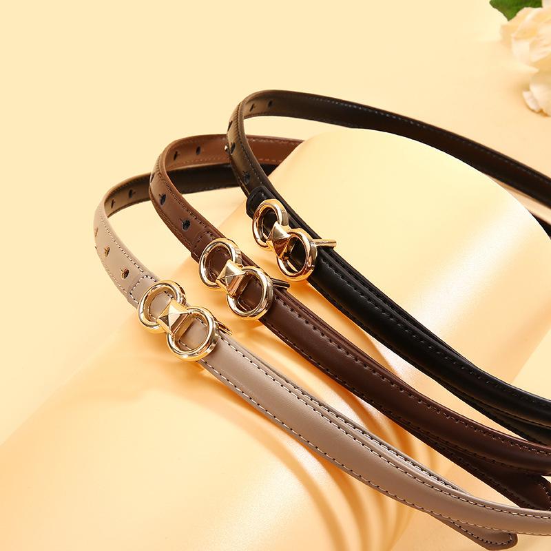 Летнее платье Декоративный кожаный тонкий ремень Женский стиль костюма Тонкий ремень Черный джинсовый ремень