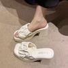 One-word Sandals Summer 2025 New Thick-soled Outer Wear Internet Celebrity Thick Heel Waterproof Table Wedge Heel Fashion High Heels Women