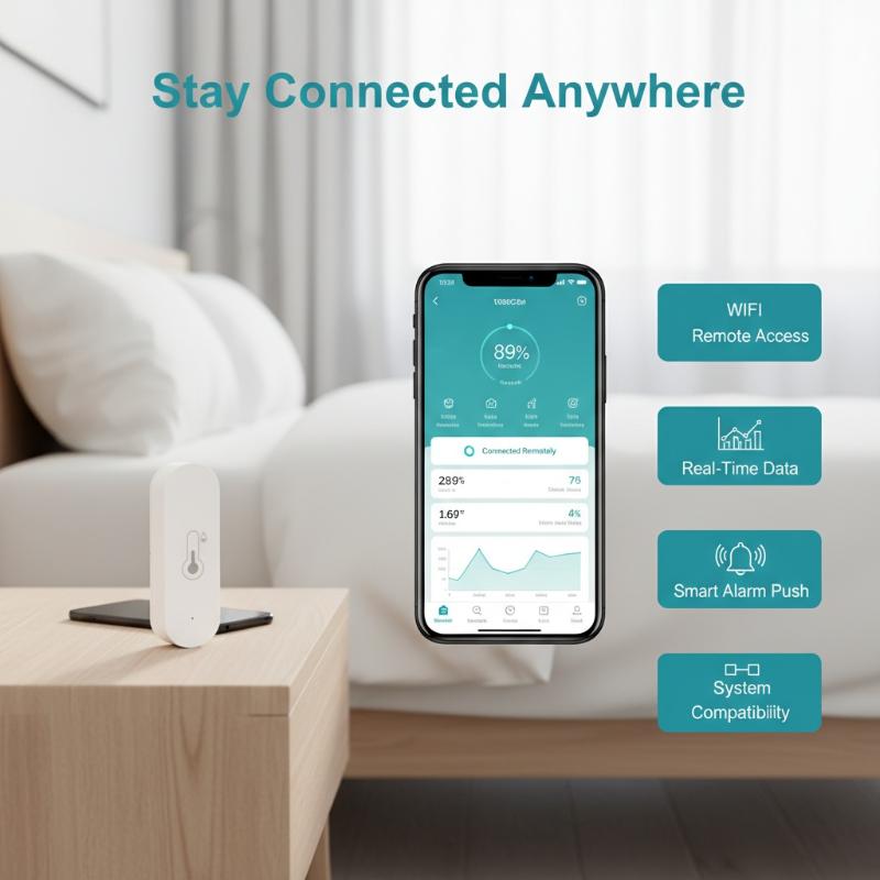 Внутренний датчик температуры и влажности Wi-Fi, совместимый с приложением Cozylife, гигрометр-термометр с точностью ±1°C и ±5% относительной влажности