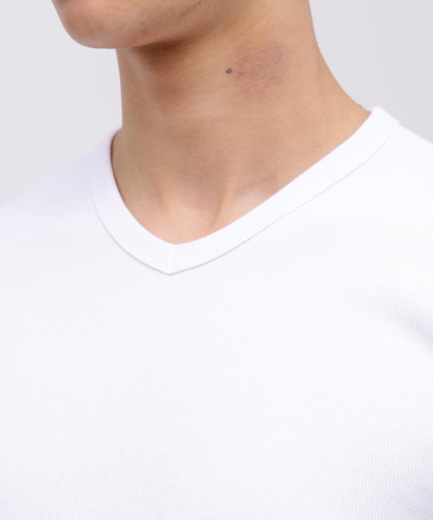 AVIREX DAILY RIB V-NECK TEE 6143501 men's L white