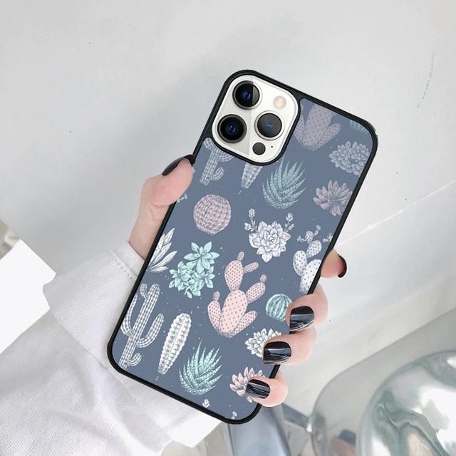 Чехол для телефона с узором кактуса Для iPhone 17 Air 15 Pro MAX 16 Plus 14 12 11 13 coque