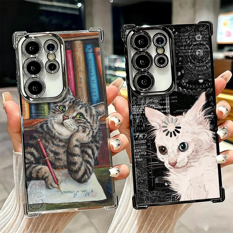 Смешные Кошки Модный Стиль Покрытие Чехол Для Телефона Для Samsung Galaxy S24 S25 FE S26 Edge S23 Ultra S22 S21 Plus S20 Защита От Падения Подушка Безопасности