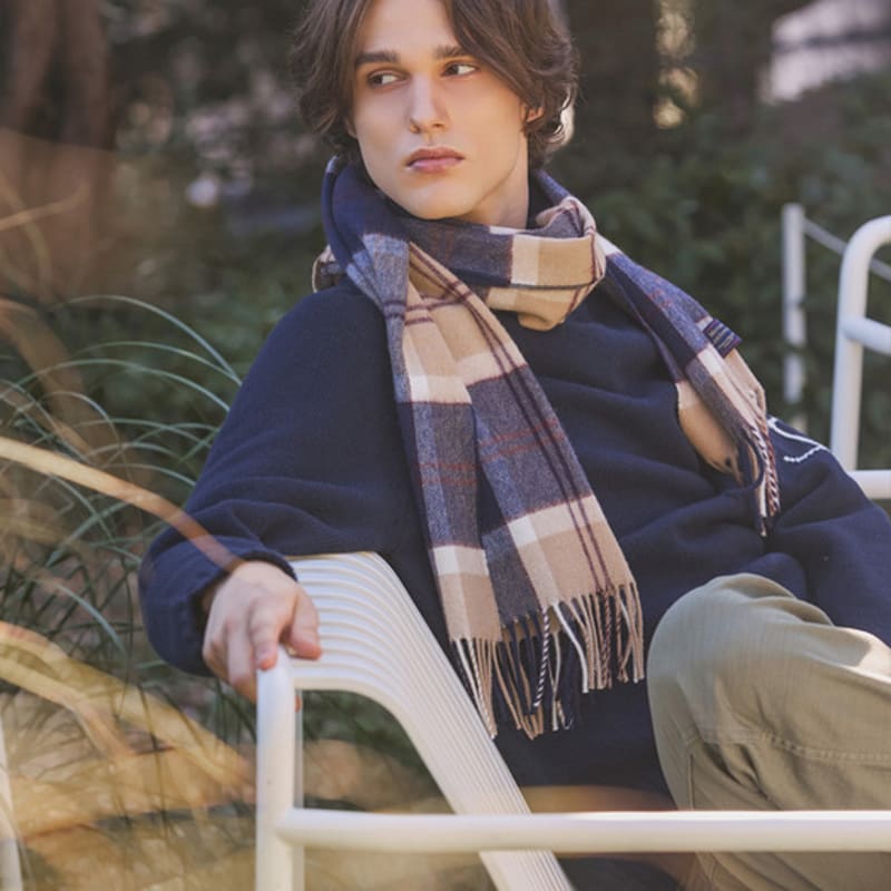 ABRAHAM MOON Шаль-шарф из мериносовой шерсти 50 см - Полузеленый темно-синий