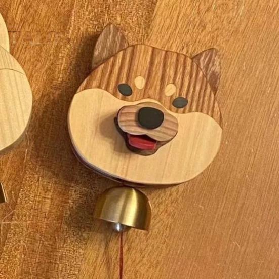 Деревянный дверной звонок в виде собаки, магнитный/липкий дверной звонок в форме мультяшной собаки, звонок для владельцев магазинов с прозрачным звонком