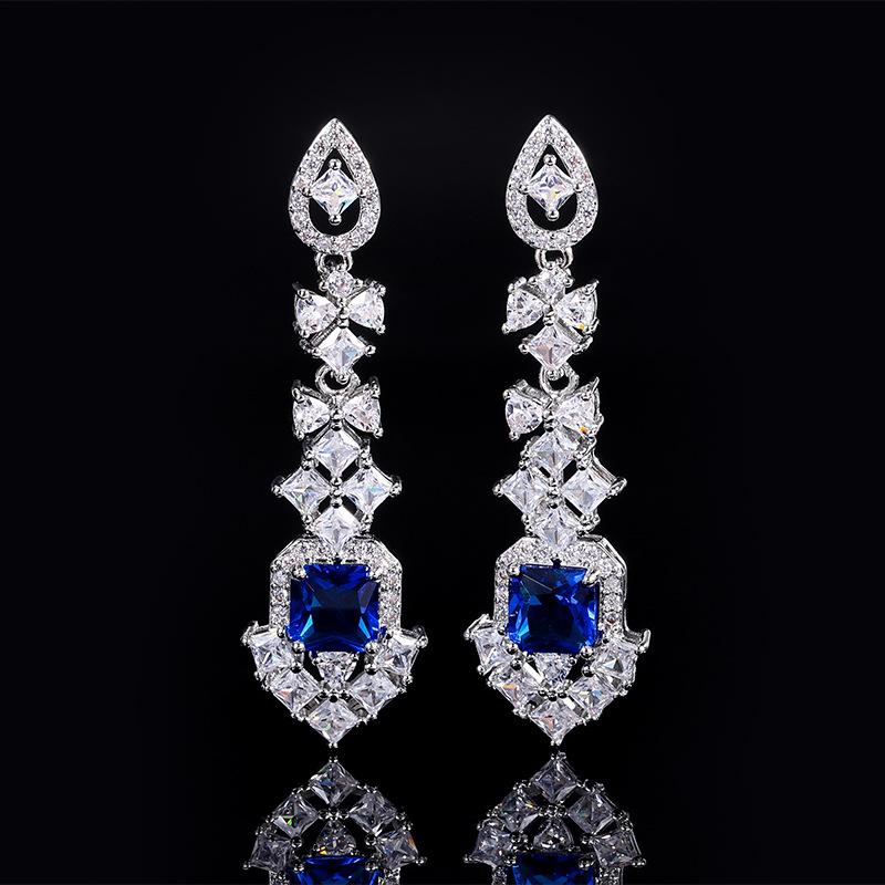 Ювелирные изделия Цвет сокровища Серьги Серьги High Sense Light Роскошные серьги Серьги с сапфиром Tide