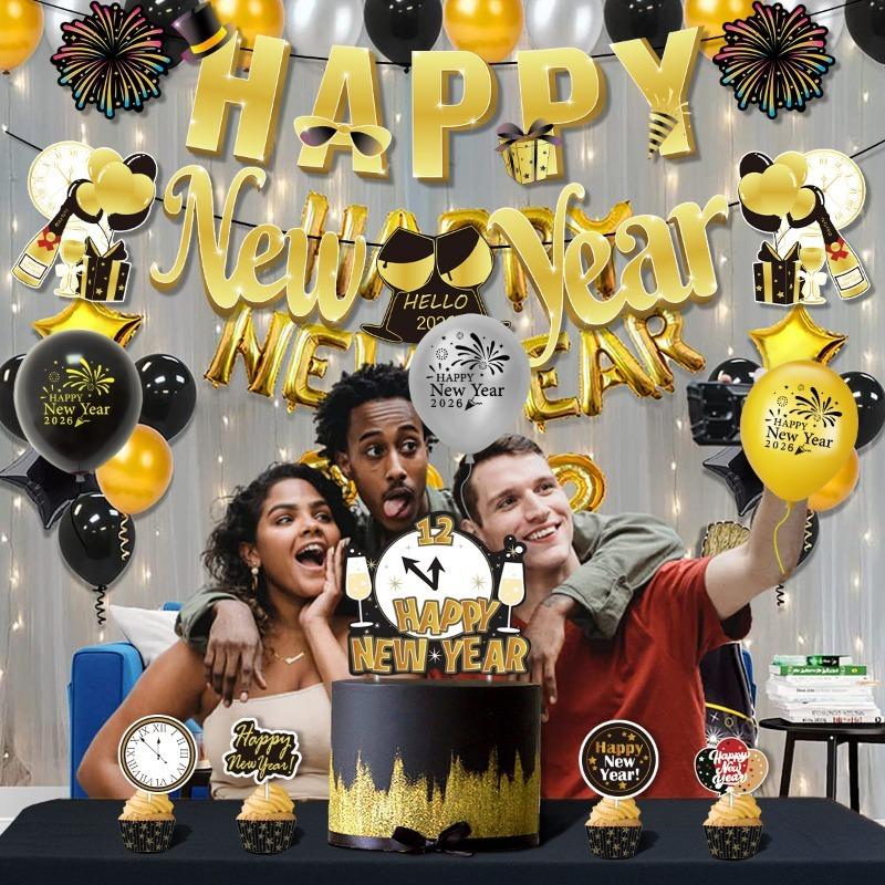 С Новым 2026 годом! Украшение баннером для автомобильной вечеринки в канун Нового года, наклейки-баннеры, автомобильные украшения.