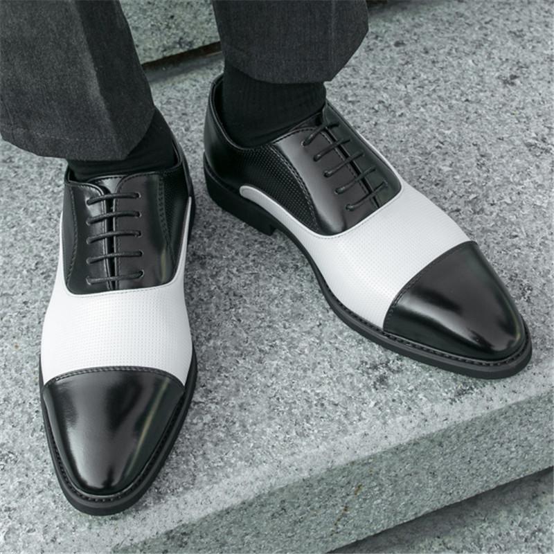 Мода Мода Новые Мужские Заостренные Черные С Белой Вставкой Повседневные Оксфорды Мужская Вечерняя Одежда Выпускной Формальная Свадебная Обувь