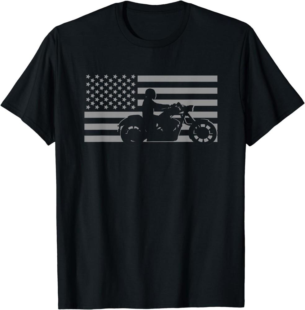 Funny Shirt American Flag Biker Motorcycle Short Sleeve Gift Unisex T-Shirt
