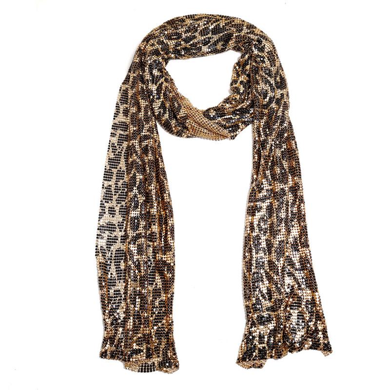 Ожерелье преувеличенный металлический шарф с блестками, индивидуальный модный шарф с леопардовым принтом аксессуары для одежды