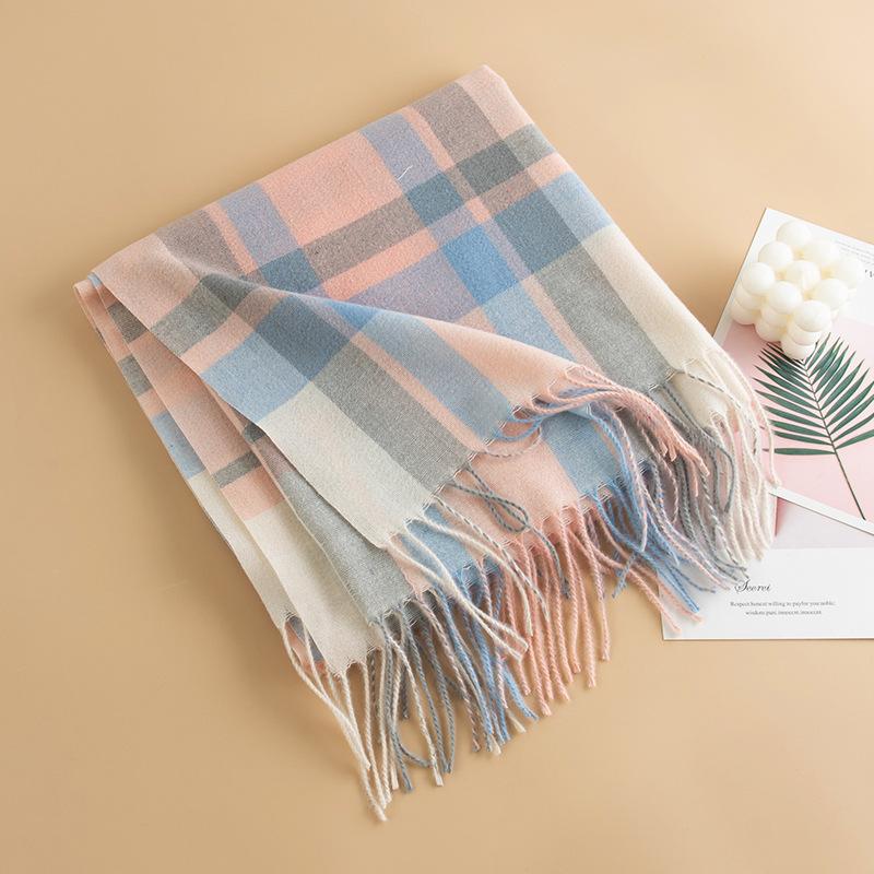 New Literary Retro Plaid Imitation Cashmere Scarf Women's Fashion Commuting All Match Warm Scarf Shawl
