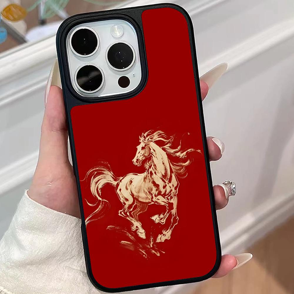 Чехол для мобильного телефона Год Золотой Лошади для iPhone 17 16 15 14 13 12 11 Air Pro Max Plus Матовая поверхность Цветная крышка Красивый чехол