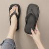 Women's Summer Color-Matching Square-Toe Non-Slip Flat Flip-Flops for Beach