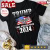 2025/Трамп 2024 Вернем Америку Американский Флаг Трамп 2024 Футболка Унисекс Футболка Унисекс Футболка