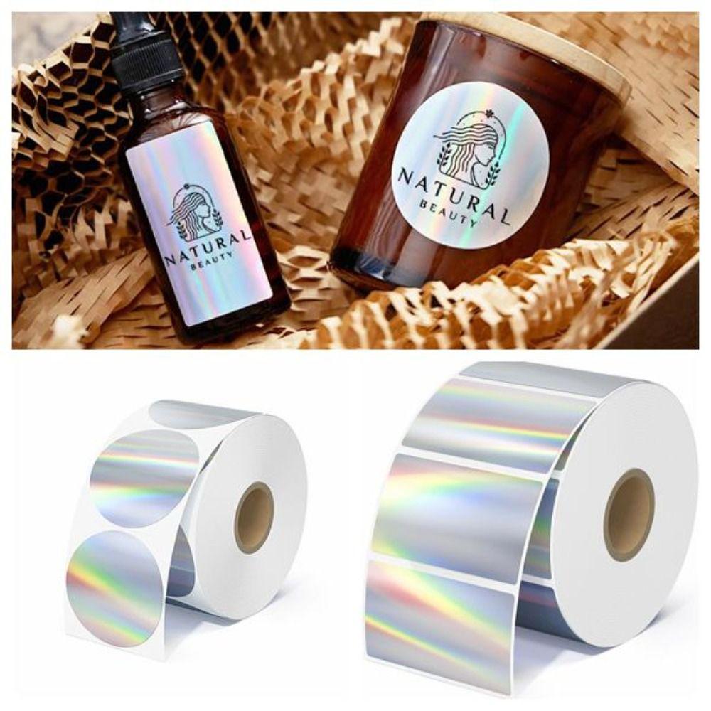 Glitter Holographic Silver Thermal Sticker Printable Thermal Printer Label Sticker  Name Tag