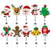 Acrylic Christmas Badge Reel Snowman Elk ID Card Holder Retractable Badge Holder Name Card