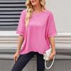Women's Round Neck Solid Color Casual Loose Short Sleeve T-shirt Top