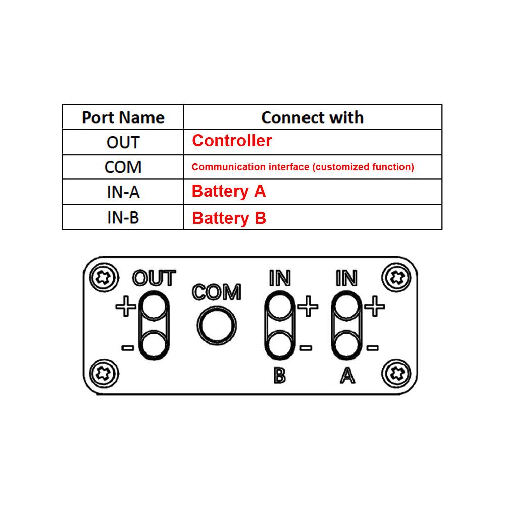 Dual Battery Connection Adapter Switcher Module Increase Battery Capacity 40A Ebike