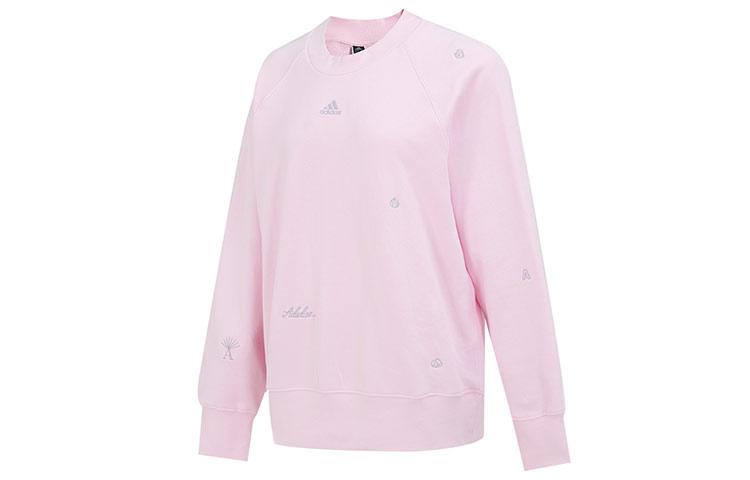 adidas Толстовки Женские Розовые С Круглым Вырезом Средней Посадки Обычные IC0812