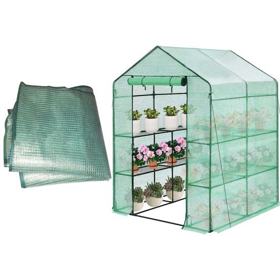 143x143x195CM Green House PE Cover Waterproof Replacement Cover with Door Thermal Insulation & Rainproof Greenhouses Transparent Cover Green Supplies