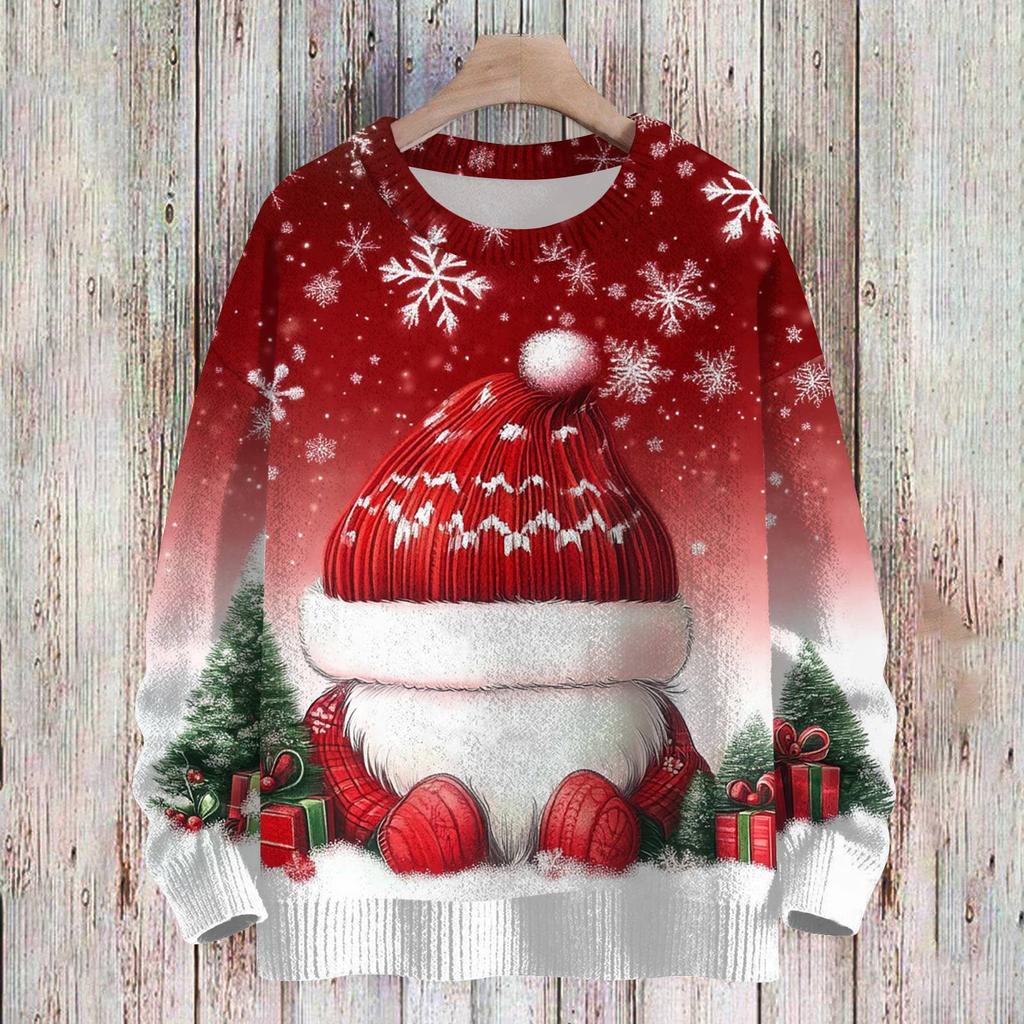 Рождественские толстовки для детей, вязаные свитера для мальчиков и девочек, симпатичные рубашки, осенние свитера с круглым вырезом, топы
