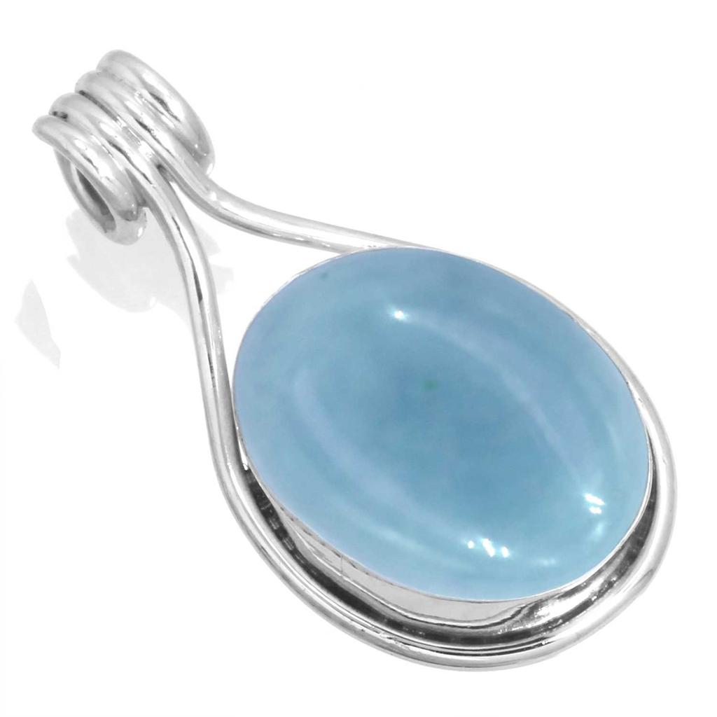 Кулон из стерлингового серебра 925 пробы для женщин, драгоценный камень, ручная работа, ювелирные изделия, пасхальный подарок, амазонит, ангелит, голубой опал, ботсванский агат, мохавский азурит, хризоколла, мода