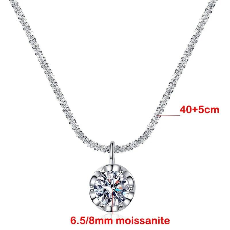D цвет 1/2CT стеклянный сверкающий кулон из муассанита круглой огранки для женщин, пройден тест, выращенный в лаборатории бриллиант, элегантное серебро 925 пробы
