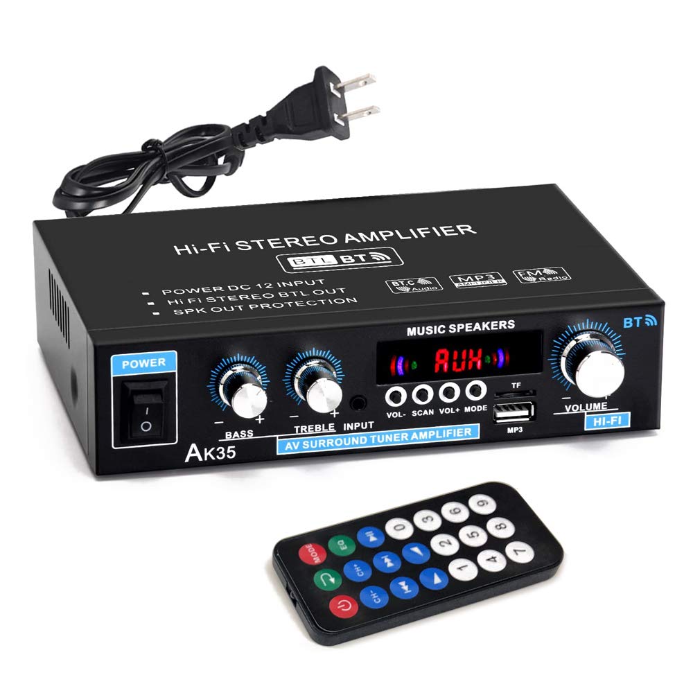 TATUM Audio Amplifier with 2ch Music Playback Stereo Small with Remote Control Bluetooth5.0 30W+30W USB/microSD Hi-Fi