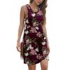 European and American women's clothing new printed dress casual round neck sleeveless vest skirt high waist pullover A-shaped skirt women