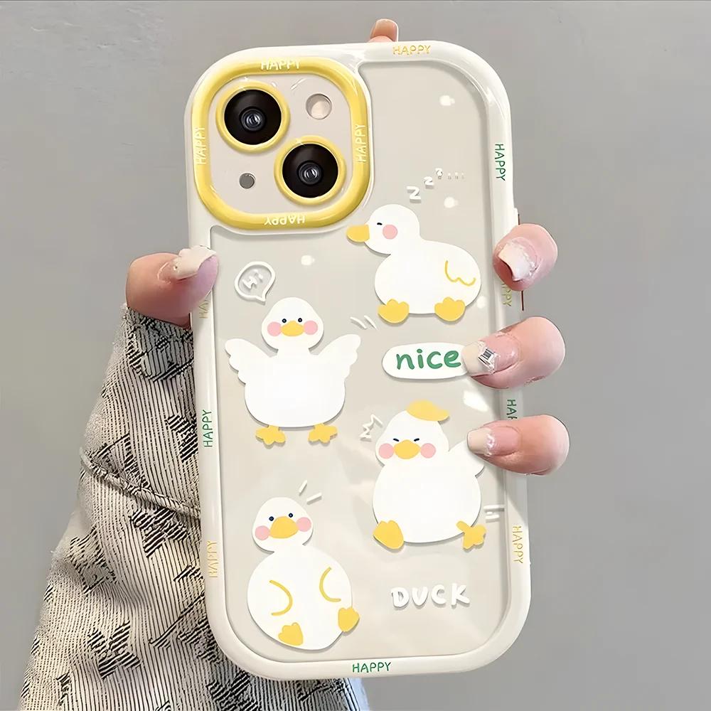 Чехол для Realme C67 C65 C63 C61 C55 C53 C51 C35 C33 C30S C25Y C21Y C20 12 Pro Plus чехол Милая толстая утка Кошка Цветок