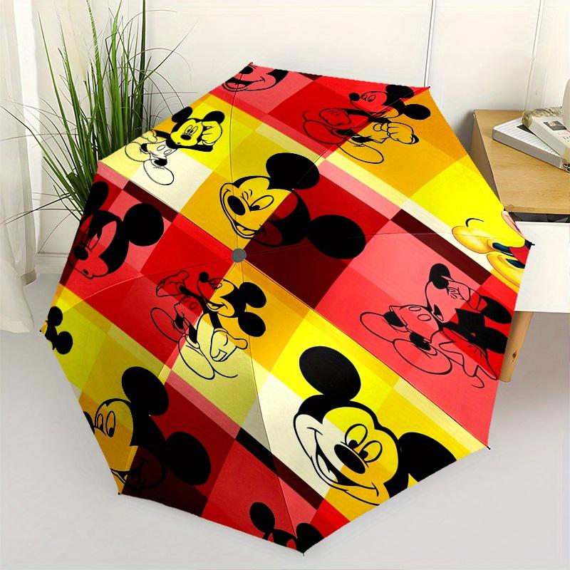 Mickey Mouse,Disney Automatic Folding Umbrella - Simple 8-Rib Design, Bright Cartoon Pattern, Durable Iron Frame, Suitable For Travel, Outdo