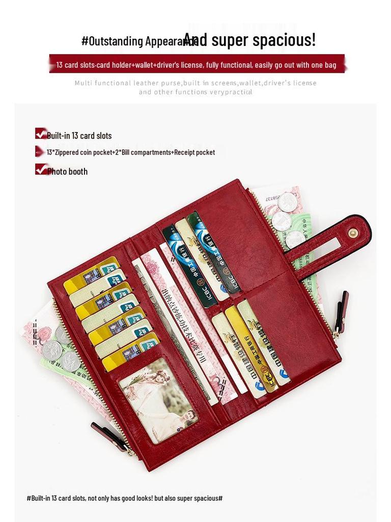 Женский длинный клатч: Мультикардхолдер и кошелек для телефона - Европейская и американская мода