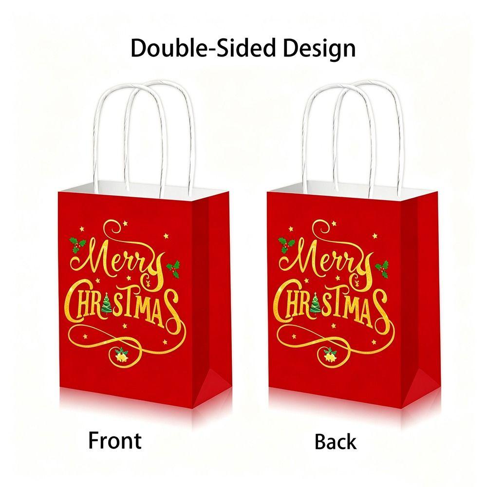 12 Pcs Paper Goodie Bags With Handles Treat Candy Bags Christmas Gift Bags For Holiday Party