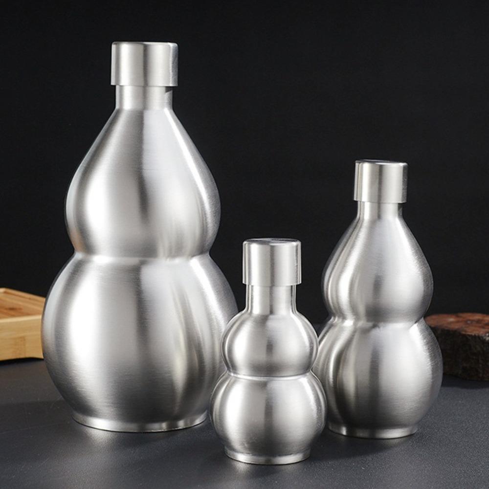 Durable Stainless Steel Gourd Water Bottle 250 500 1500ML Reusable Hip Flask Metal Large Capacity Water Kettle