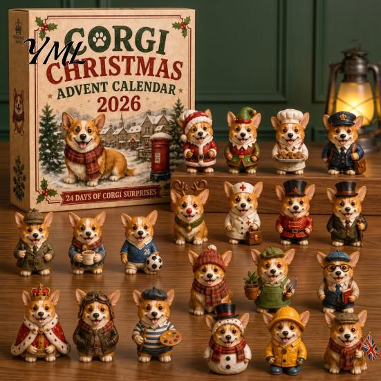 Christmas Themed Souvenirs Dog Advent Calendar, 24-Day Countdown Acrylic Ornament Set with Calendar Mini Figures, Tree Hanging Decor, Gift for Lovers