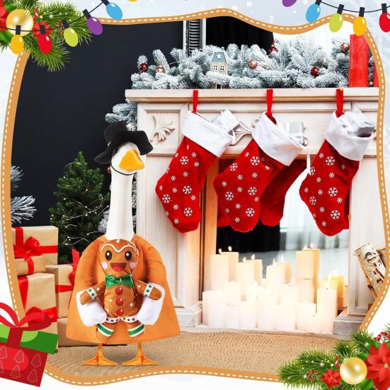 Рождественский наряд для гуся на крыльцо, платье для газонного гуся со шляпой в виде рождественской елки, праздничный костюм гуся