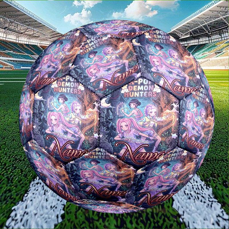 Custom Name Personalized Kpop Demon Hunter Print Size 5 Soccer Ball Training & Match Football, for Team, Kicking, Gift for Football Enthusiasts