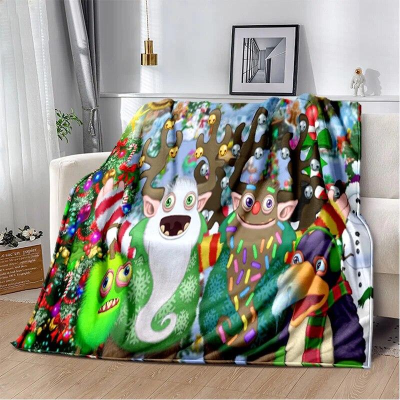 Мягкое плюшевое одеяло «Мои поющие монстры», видеоигра, фланелевое одеяло для гостиной, спальни, кровати, дивана, пикника
