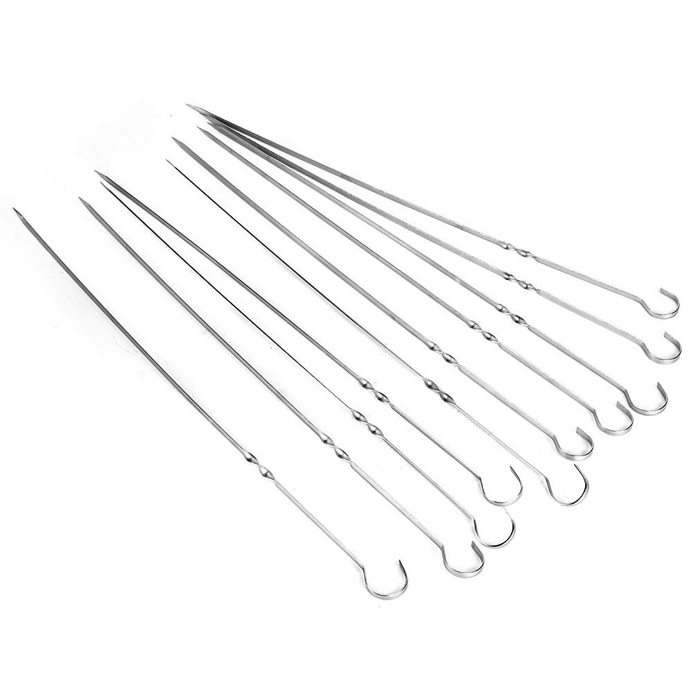 10 шт. Шампуры плоские для барбекю из нержавеющей стали, инструмент для гриля для вечеринок, мероприятий на открытом воздухе