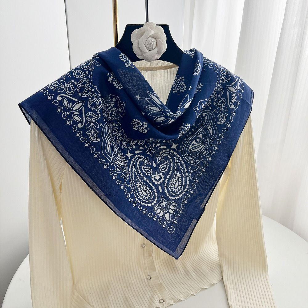 Korean Cashew Nut Print Silk Scarf Breathable Square Handkerchief Simple Small Scarves  Female