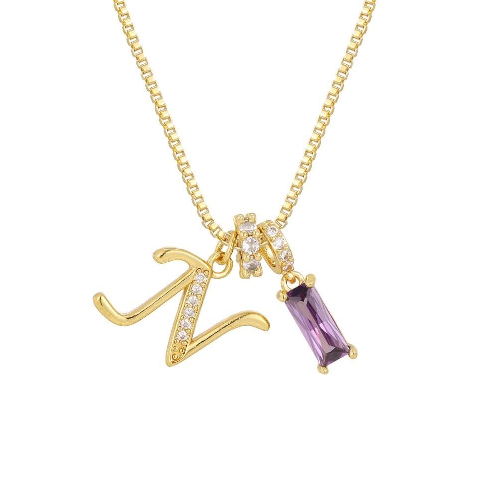 Adjustable Letter Jewelry Hypoallergenic Shiny Zircon Embedded Geometric Pendant Necklace Geometric Design Dopamine Style