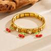 Red Oil Drop Pendant Bangle Stainless Steel Wrist Jewelry New Square Round Bangle