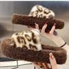 Low Flat Shoes Female Shallow Woman's Slippers Winter Footwear Luxury Slides Fur Flip Flops 2024 Designer Plush Leopard Rubber F