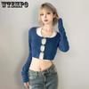 Открытый вязаный кардиган, женский корейский стиль, милые джемперы, топ с длинными рукавами и майка, комплект из 2 предметов, повседневные базовые пуловеры