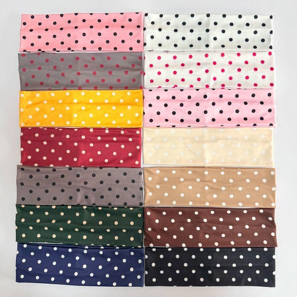 Elastic Polka Dot Headband Adjustable Wide Headband Retro Sport Headscarf Photo Props