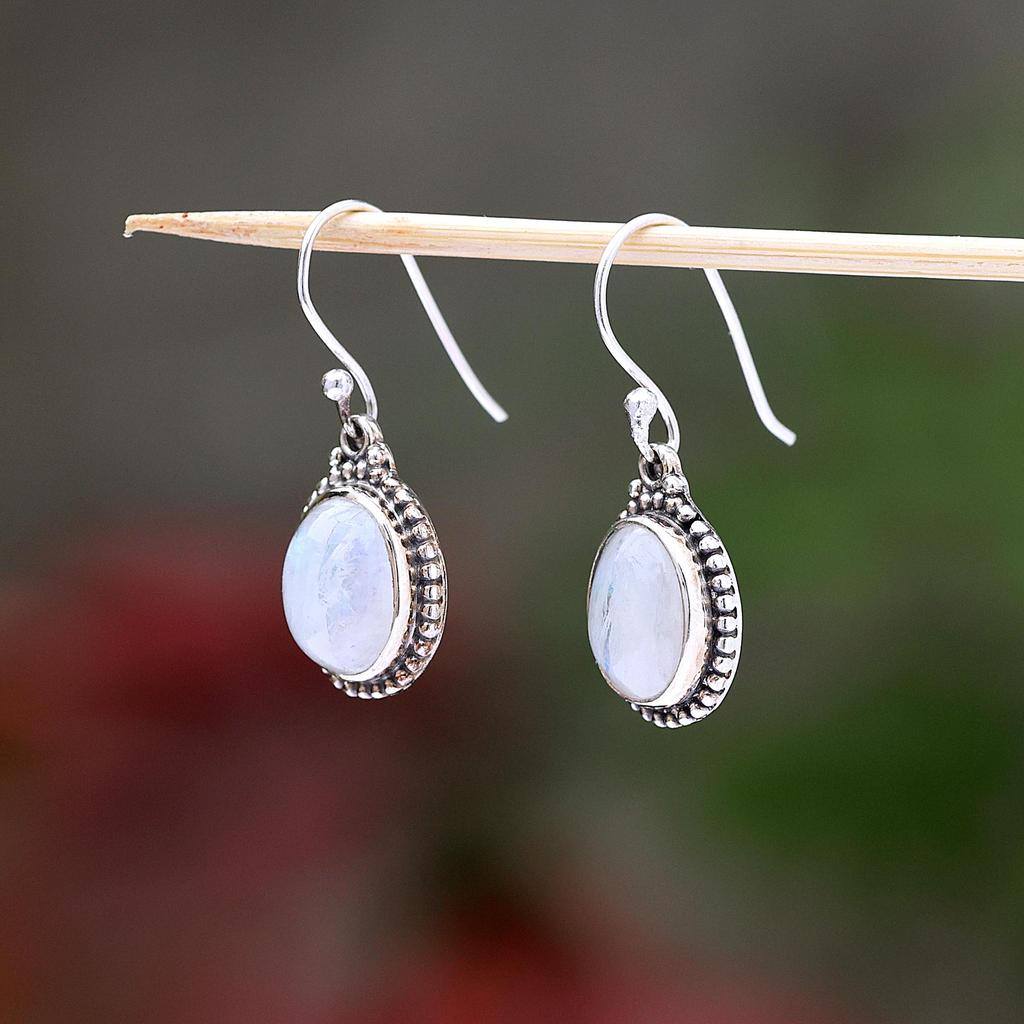 Rainbow Moonstone Silver Women Earring Pure 925 Sterling Silver Handmade Jewelry