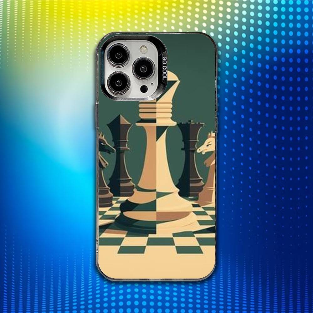 Чехол-доска для шахмат B-Board для iPhone 16,15,14,13,12,11,Mini,Pro,SE,MAX Белый Матовый Ударопрочный Чехол
